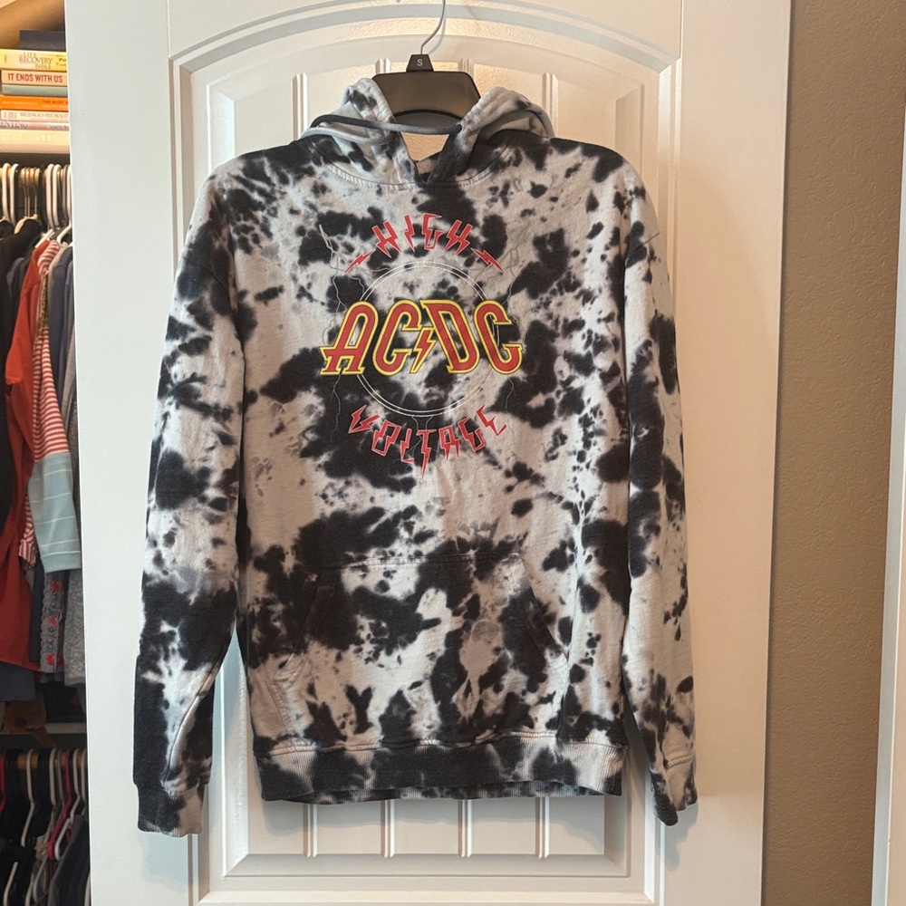 AC/DC Black and White Tie-Dye Hoodie